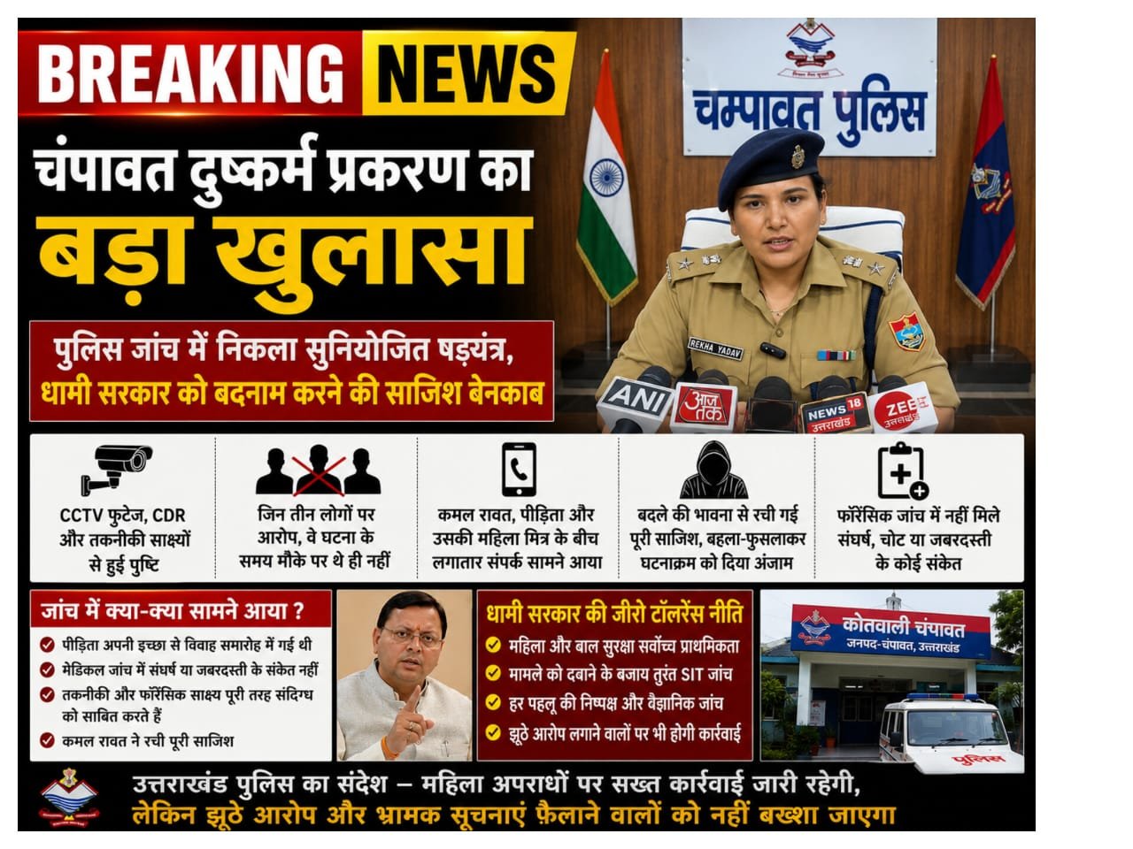 उत्तराखंड पुलिस की निष्पक्ष जांच ने खोला सच!चंपावत मामला निकला सुनियोजित साजिश,अब झूठ फैलाने वालों पर होगी कार्रवाई
